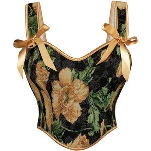 Corset Tops for Women with Zipper Black Orange